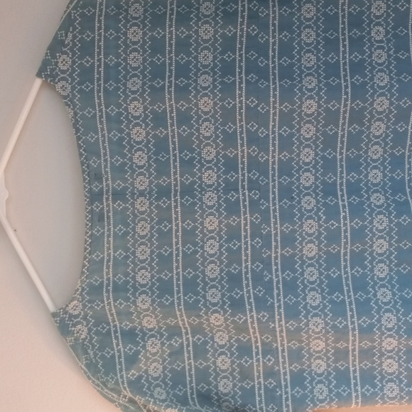 Madewell 100% Cotton Blue & White Embroidered Short Sleeve Midi Dress W/ Pockets - Picture 7 of 11